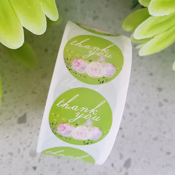 100 pcs Thank You Stickers with Roses 1" in - Picture 5 of 11